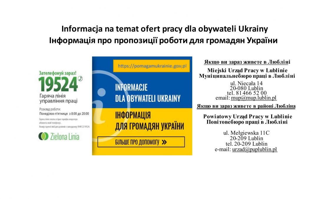 Usługi świadczone obywatelom Ukrainy przez urzędy pracy