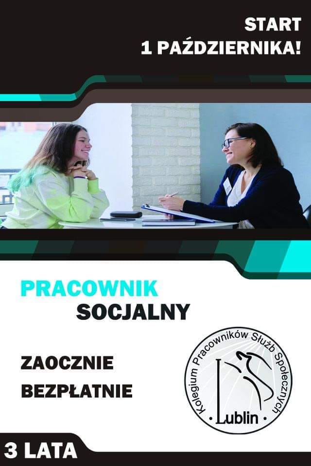 Ulotka informująca o kierunku PRACOWNIK SOCJALNY w Kolegium Pracowników Służb Społecznych w Lublinie