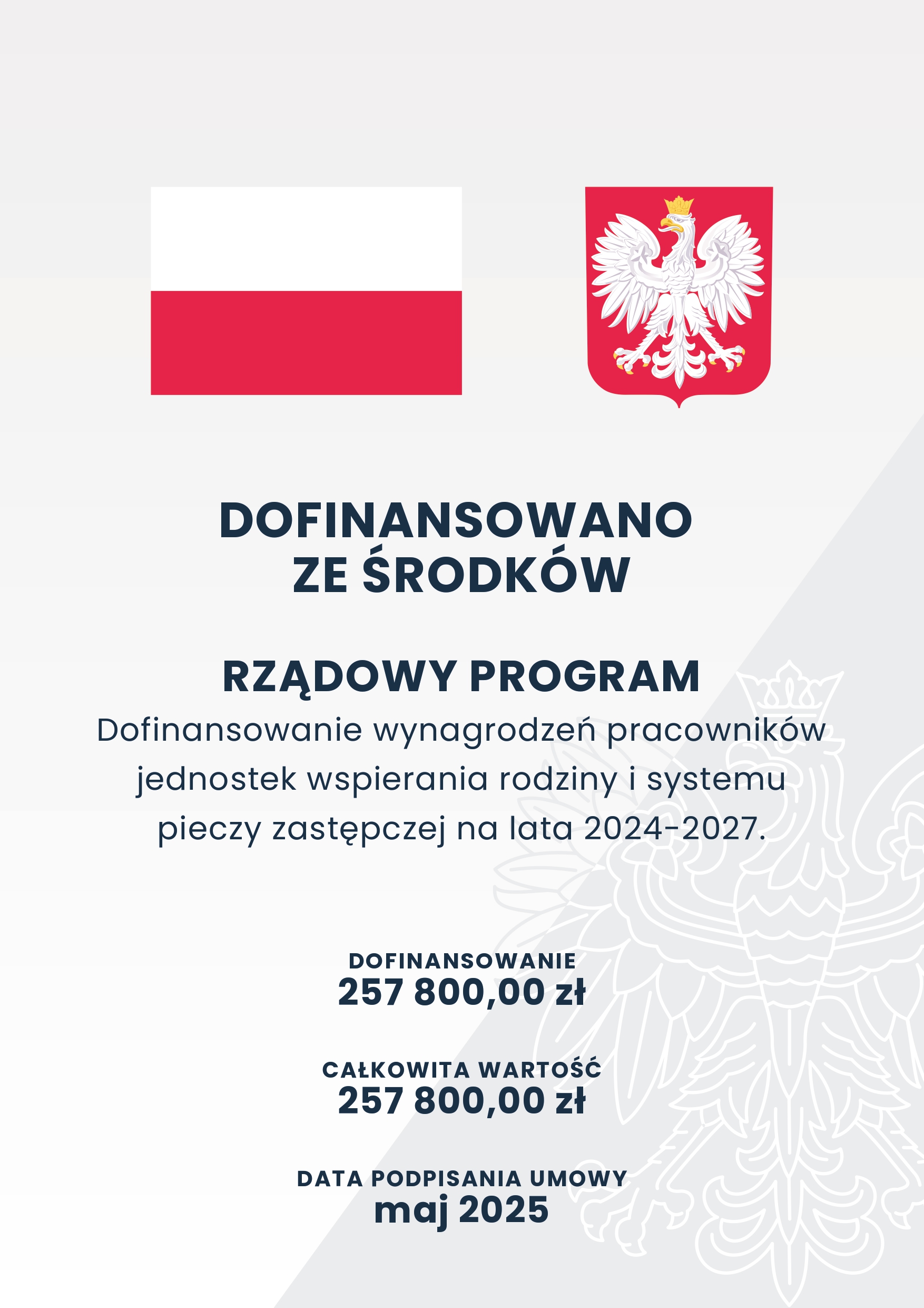 plakat informacja o rządowych środkach