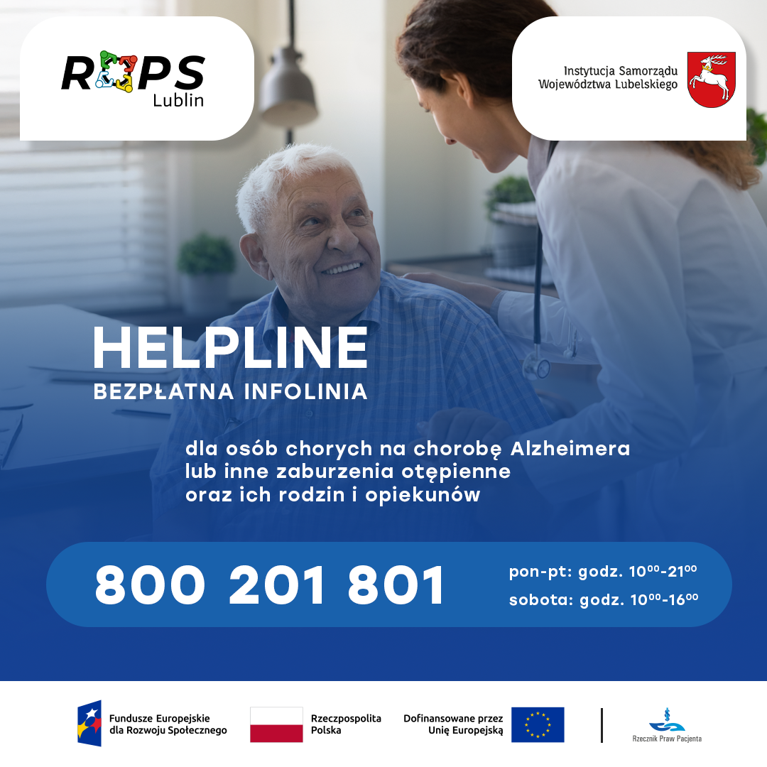 Uruchomienie bezpłatnej infolinii „Helpline” dla osób z chorobą Alzheimera i zaburzeniami otępiennymi